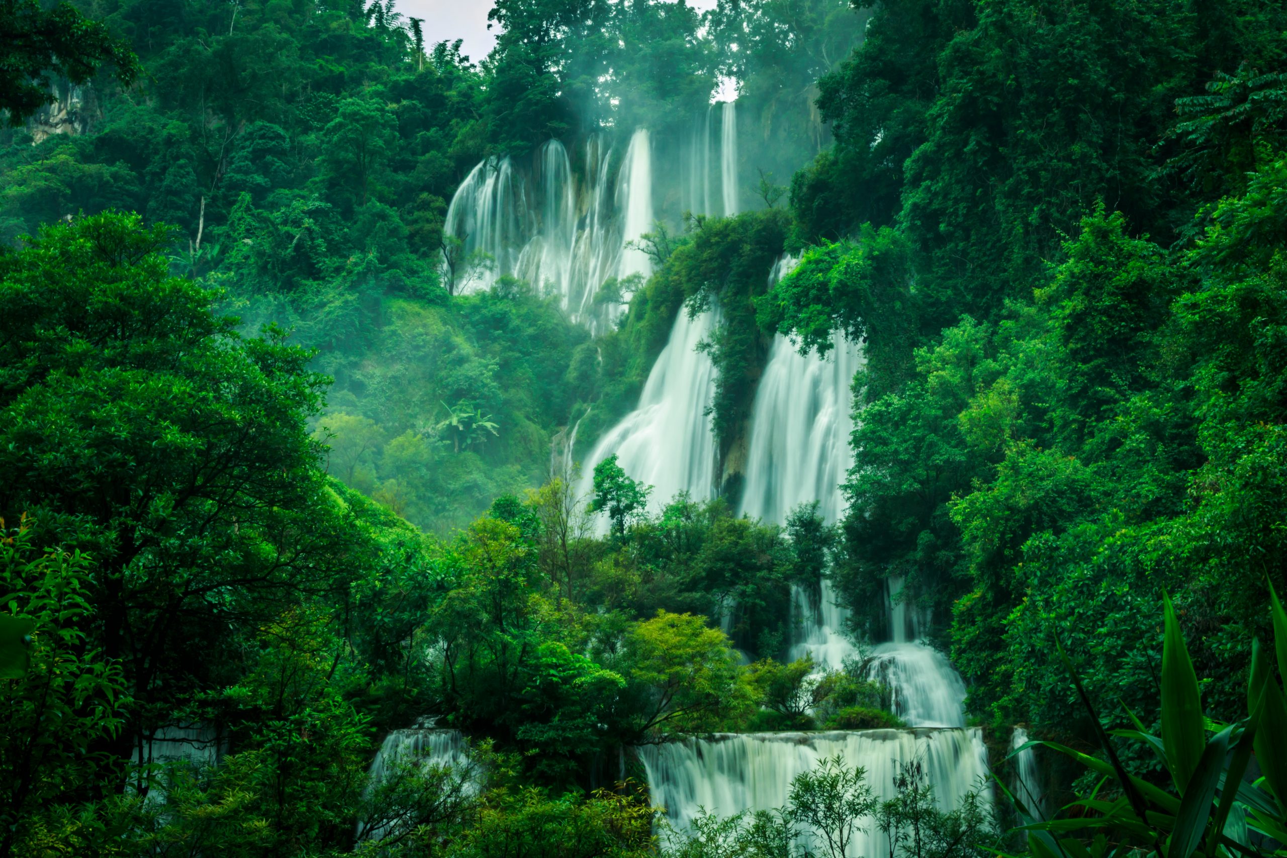 waterfall in the forest of thailand named tee lor su waterfall