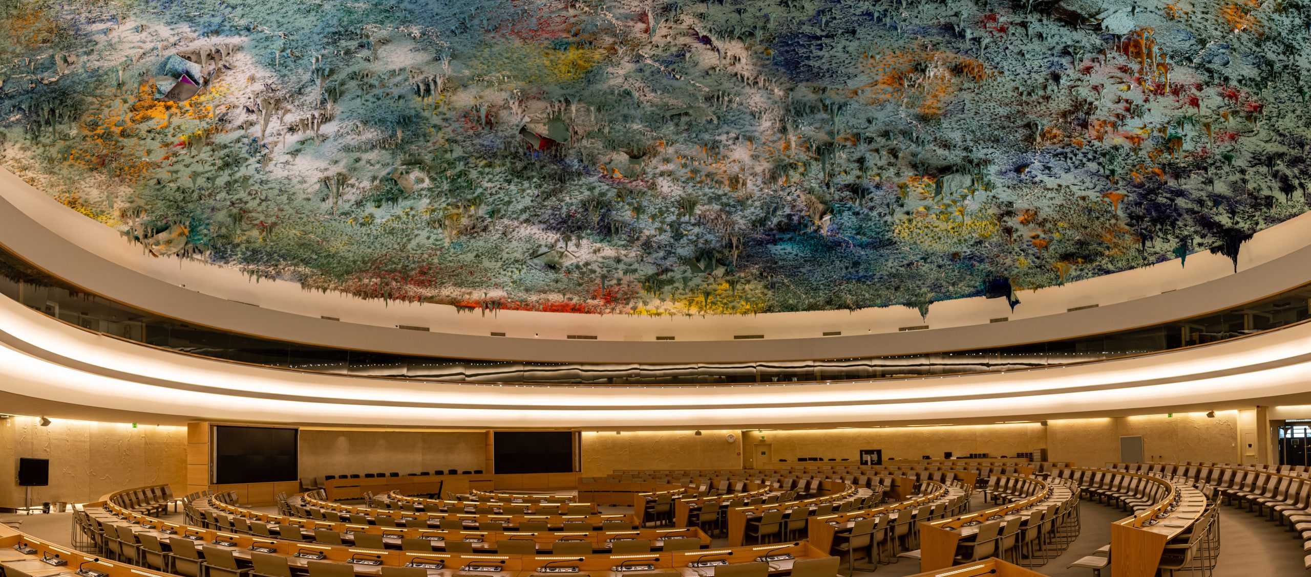 Geneva, Switzerland &#8211; April 15, 2019:  An assembly hall in the Palace of Nations &#8211; UN headquarters in Geneva, Switzerland &#8211; image
