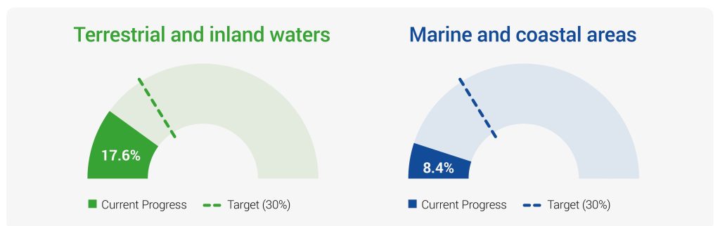 A graphic showing the level of protection for terrestrial and marine areas